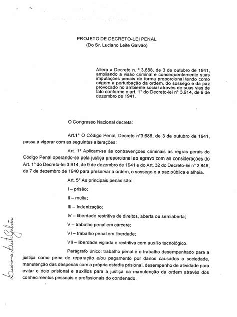 Projeto De Decreto Lei Alteração Decreto 3688 Pdf