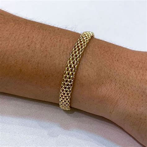 Pulseira Esteira 18cm Ouro Amarelo 18K