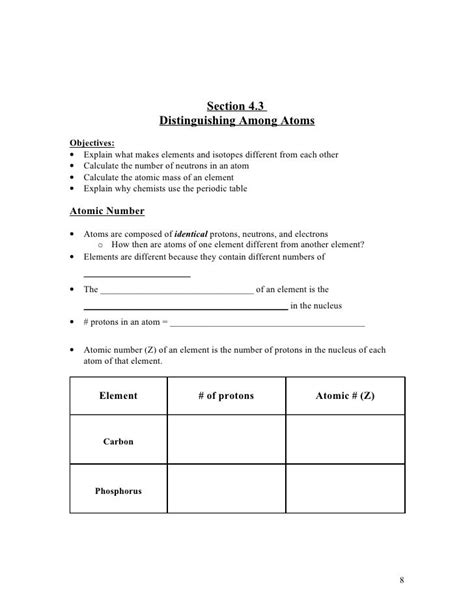 Chapter 4 Atomic Structure Worksheet Answer Key Atomic Structure