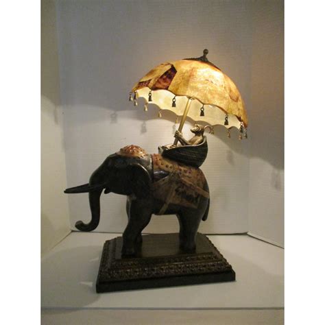 Vintage Maitland Smith Monkey Elephant Lamp Penshell Shade And