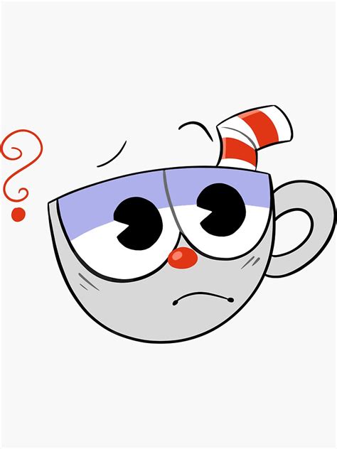 Cuphead Confused Expression Sticker For Sale By Finethings Redbubble