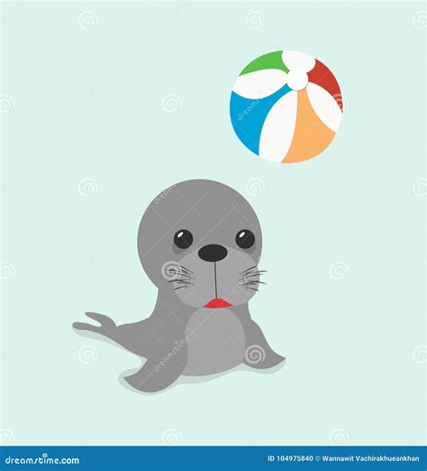 Sea Lion With Ball Stock Vector Illustration Of Animal 104975840