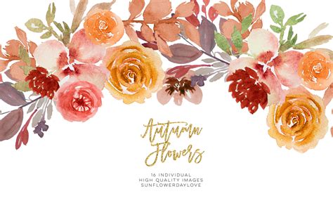 Burgundy Autumn Floral Watercolor Clipart Marsala Burgundy 357909