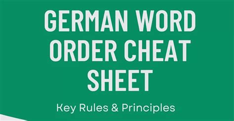 German Word Order Cheat Sheet Pdf