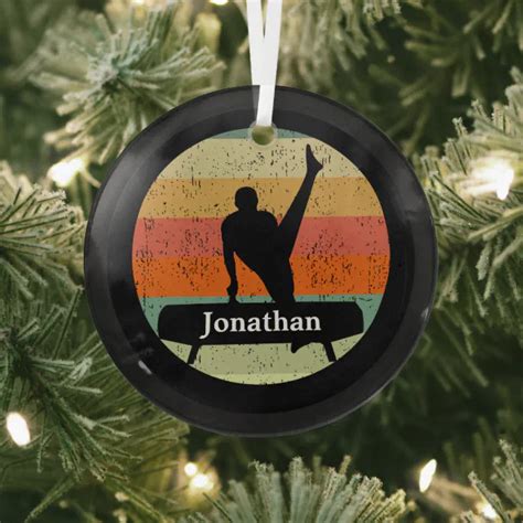 Mens Gymnastics Male Gymnast Custom Christmas Glass Ornament Zazzle