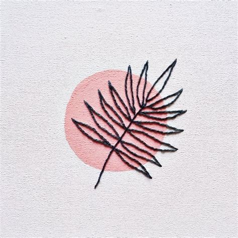 Flowers Minimalist Line Art Embroidery Canvas - Download Free Mock-up