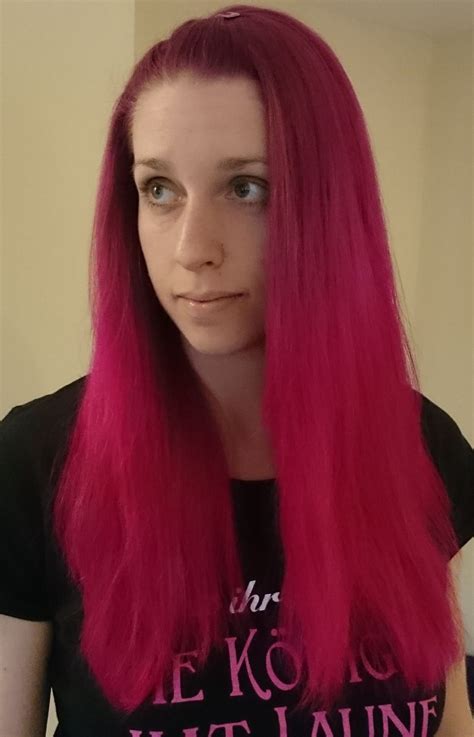 Manic Panic Fuschia Shock Color On Unbleached Natural Blonde Hair Top