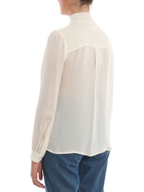 Blouses Michael Kors Pussy Bow Silk Shirt Mu Lvrb Thebs