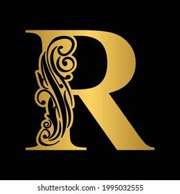 Gold Letter R Vintage Golden Flower Stock Vector Royalty Free