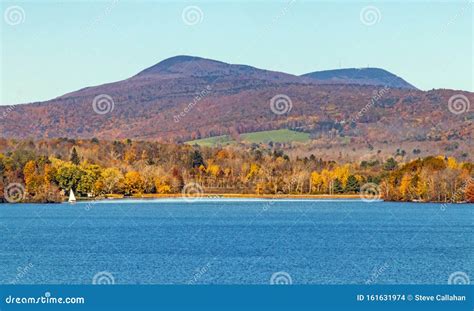 Lake Pontoosuc And Berkshire Mountains In Autumn Stock Photo Image Of