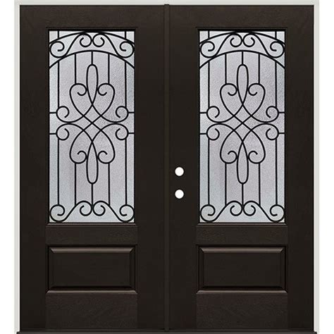 Cheap 3 4 Lite Grille Finished Fiberglass Prehung Double Door Unit 279