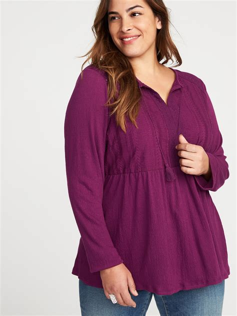 Relaxed Split Neck Plus Size Boho Blouse Old Navy