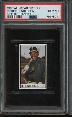 1983 All Star Game Program Rickey Henderson Oakland A S HOF PSA 10 GEM