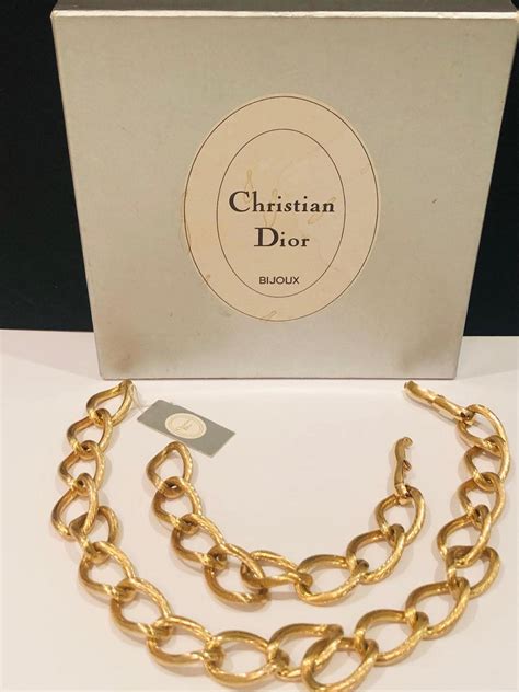 CHRISTIAN DIOR Vintage Gold Jewellery Set Necklace & Bracelet Link ...