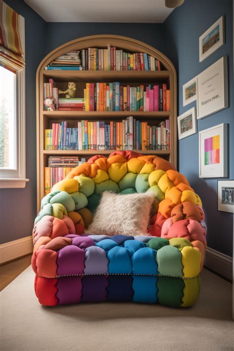 Catbaba Inviting Rainbow Reading Nook In The Home Playful Color