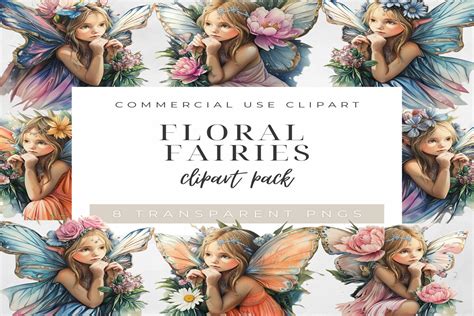 Floral Fairies Clip Art Pack Graphic By Kiwi Card House Creative Fabrica