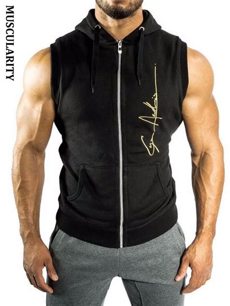 Muscularity Christmas Mens Hoodie Sleeveless Bodybuilding Fitness Vest