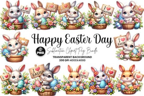 Easter Bunny Sublimation Clipart Bundle Graphic By Creative Arslan