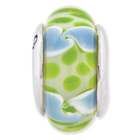 Blue And Green Swirl Glass Bead Blue Beetle