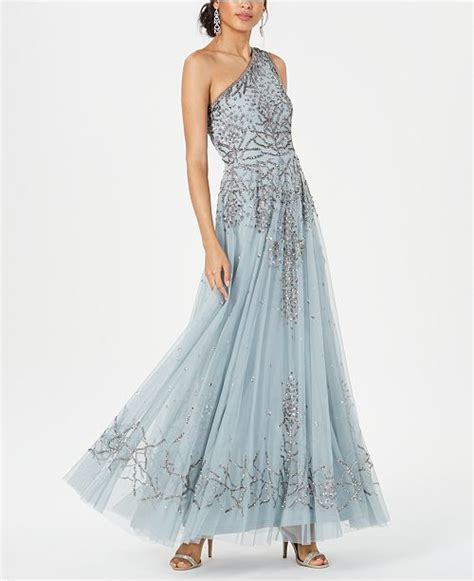 Adrianna Papell One Shoulder Beaded Gown Reviews Dresses Women