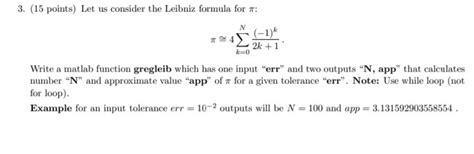 Solved 3 15 Points Let Us Consider The Leibniz Formula Chegg