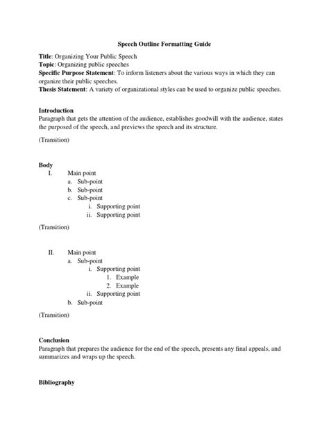 Speech Outline Formatting Guide Pdf