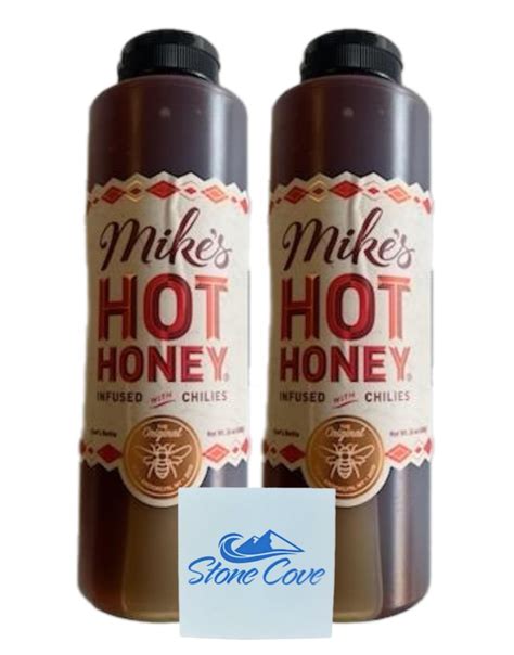 Mikes Hot Honey Infused With Chilies 24 Oz Bottles 2 Pack Bundle With Stone Cove