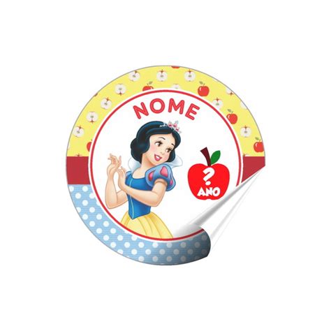 100 Adesivos Branca De Neve Personalizados Etiquetas 5x5 Cm