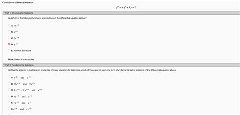 Solved Consider The Differential Equation Y 6y 9y 0