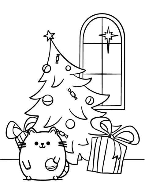 Pusheen Christmas Coloring Page