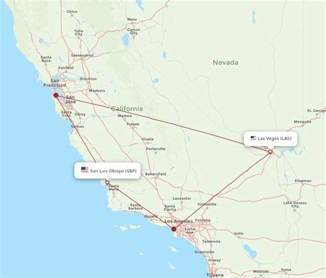 All Flight Routes From San Luis Obispo To Las Vegas Sbp To Las