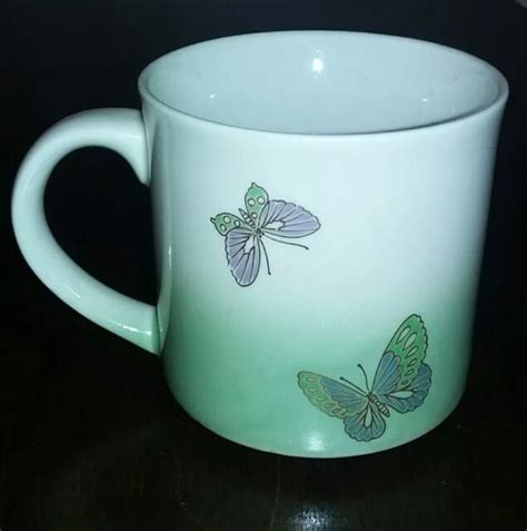 Green And Purple Butterfly Coffee Mug Vintage Spring 10oz Cup Ebay