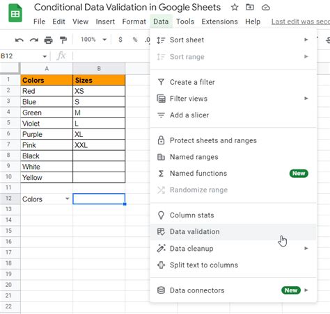 How To Use Conditional Data Validation In Google Sheets Sheets For