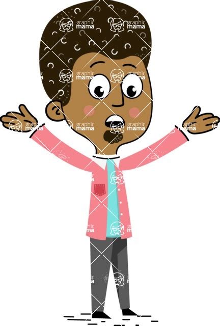 Flat Hand Drawn African American Man Cartoon Vector Character Shocked Graphicmama