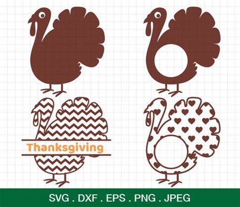 Turkey Svg Turkey Monogram Frames Svg Thanksgiving Svg Etsy