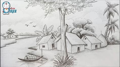 How To Draw A Beautiful Scenery With Pencil Shading / See more ideas about drawings, pencil ...