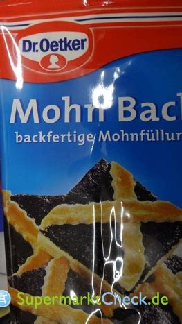 Dr Oetker Mohn Back Backfertige Mohnf Llung Preis Angebote Kalorien