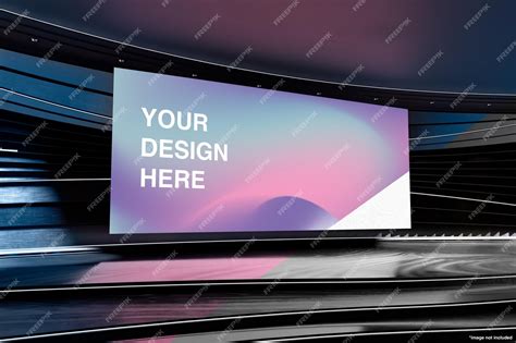 Premium Psd White Screen Mock Up In Futuristic Glowing Hall