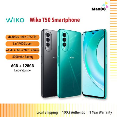 Wiko T50 Smartphone (6GB + 128GB) 64MP AI Triple Camera 6.6'' Edgeless ...