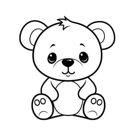 Un Dibujo En Blanco Y Negro De Un Osito De Peluche Sentado Sobre Un