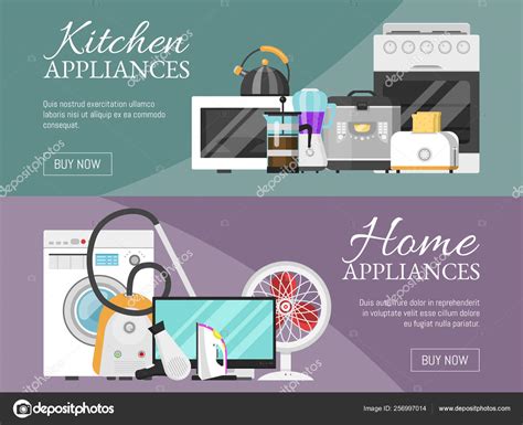 Electronic Household Appliances Banner Vector Illustration Kitchen And