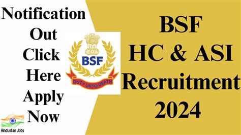 BSF Head Constable And ASI Recruitment 2024 1526 Posts Notification OUT