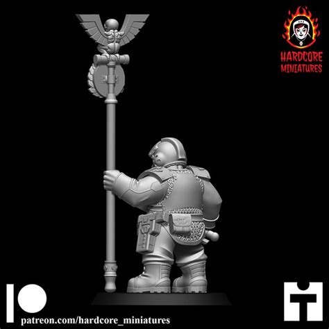 3D Printable Space Dwarf Standard Bearer Modular Set 2 By Hardcore