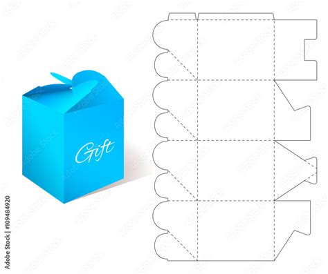 Gift Paper Box With Blueprint Template Illustration Of Gift Craft Box