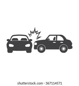 Premium Vector Car Accident Black Icon Silhouette Crash Car Symbol