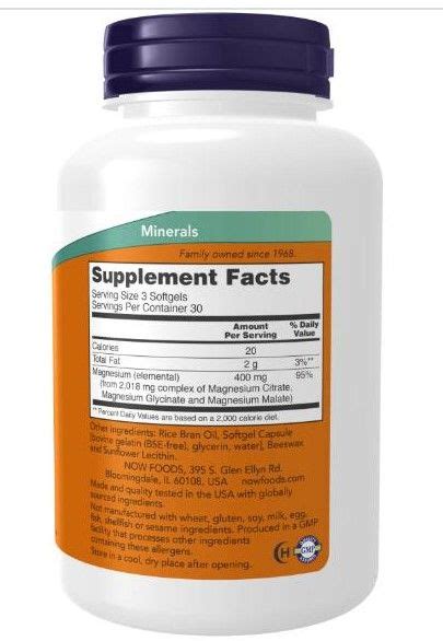 Now Foods Magnesium Citrate Magnesiumcitrat Softgels