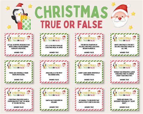 Christmas True Or False Game Christmas Trivia Quiz Christmas Fact Or