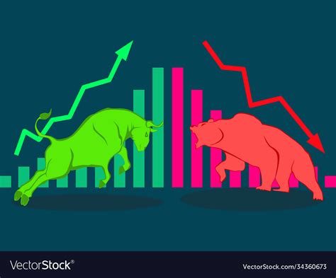 Bull and bear stock market financial bar chart Vector Image