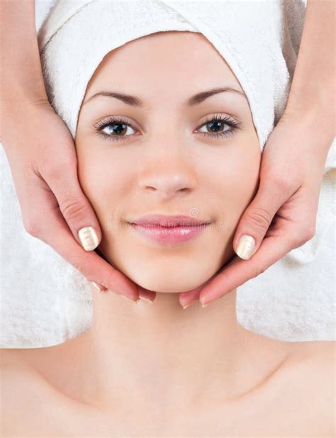 Beautiful Young Woman Enjoying Facial Massage Stock Image Image Of