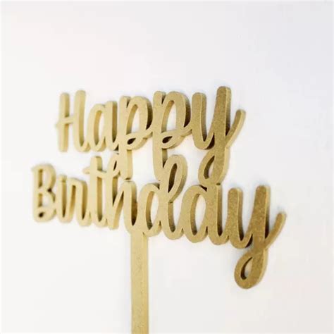 Cake Topper Happy Birthday Pastel Letrero Dorado Cursiva En Venta